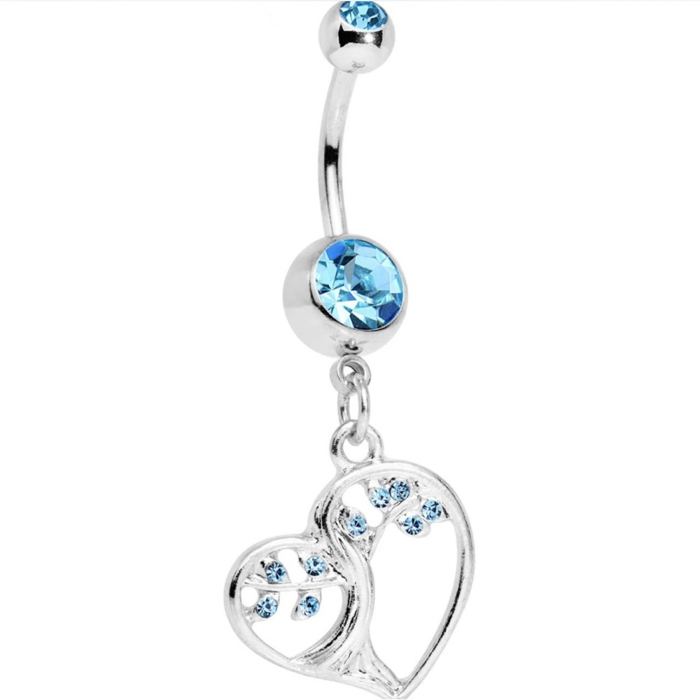 Silver and Blue Heart Dangle Earrings